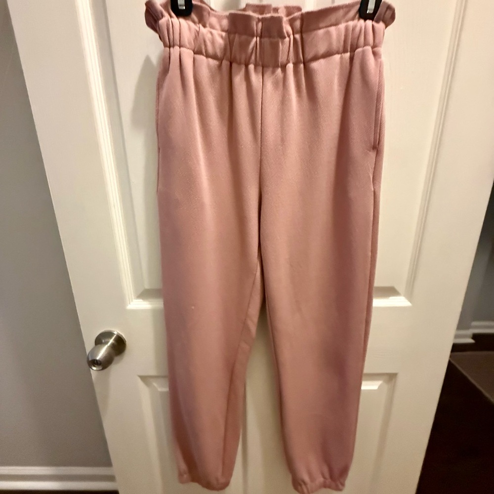 Bar III Rose Pink Elastic-Waist Track Pants
